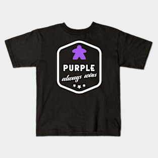 Purple Always Wins Meeple Board Games Meeples and Roleplaying Addict - Tabletop RPG Vault Kids T-Shirt